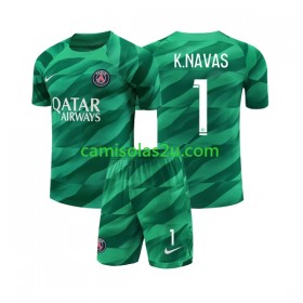Camisolas de futebol Paris Saint-Germain K.NAVAS 1 Guarda Redes Criança Equipamento Principal 2023/24 Manga Curta